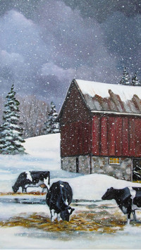 Oil painting on ice and snow
