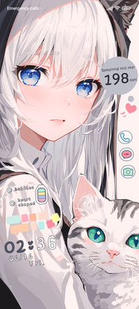 Girl and White Cat