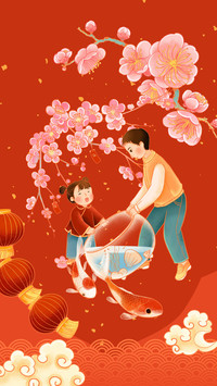 Painting on folk customs on the eighth day of the lunar