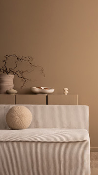 Minimalist composition of aesthetic living room interior
