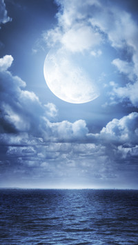 Moon and Cloud over Sea