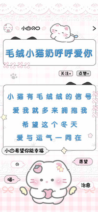 毛绒小猫奶呼呼爱你