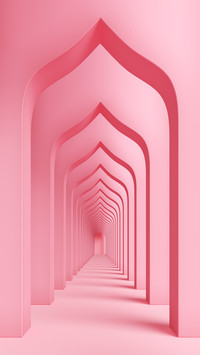 Pink geometric corridor