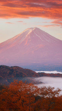 Autumn morning glow of Mount Fuji