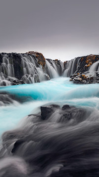 The blue and incredible Bruarfoss waterfall in Iceland