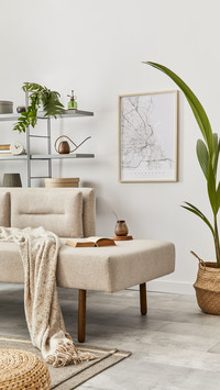 Living Room  with Stylish Sofa and Design Furniture