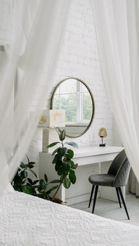 Bedroom Interior, Closeup at White Room