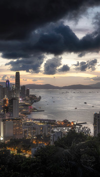 The night view of victoria harbour in hong kong