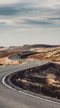 Iceland winding road car trip