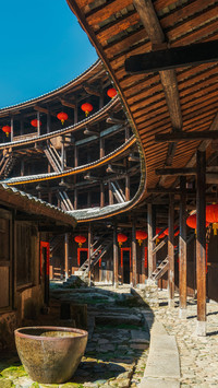 Antique the earthen building in fujian province