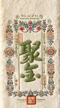 毛茸茸文字好运壁纸-锐景创意