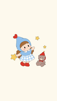 小女孩治愈插画壁纸-锐景创意