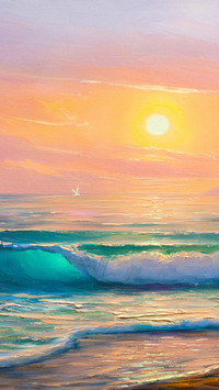 Oil painting by the sea