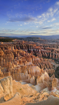Panoramic view of the rock formations in sunrise canyon