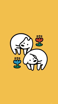 黄色系卡通图案壁纸-锐景创意