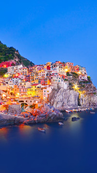 Beautiful night view of Cinque Terre in Italy