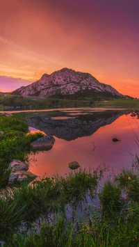 Reflection of mountains in lakes of covadonga spain
