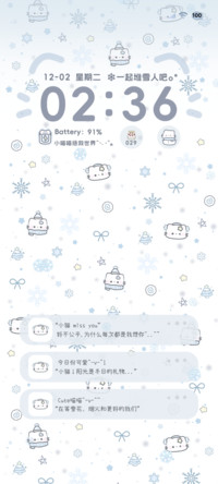 INS初雪治愈小猫