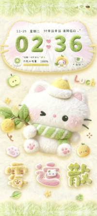 毛绒柚子叶好运猫猫