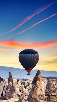 Hot air balloons at sunrise