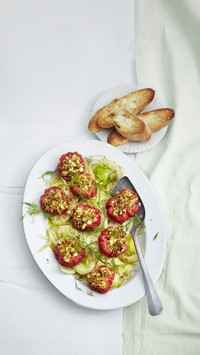Baked tomatoes with fennel salad
