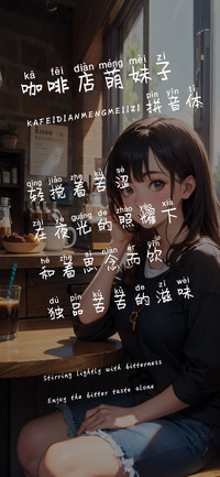 咖啡店萌妹子拼音体