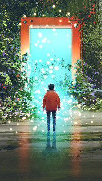 boy in front of the magic gate