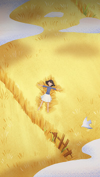 Lovely Gril Laying in Grain Field