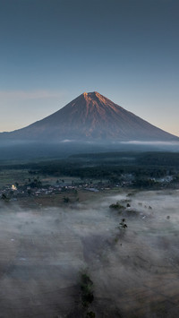 Morning mist in the volcanic town of indonesia 2