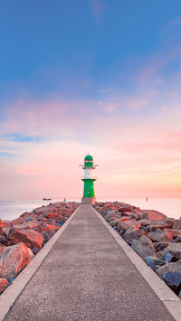 Warnemuende Lighthouse, Baltic Sea sunrise