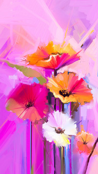 Flowers in spring oil painting colors