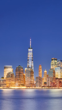 Night View on Manhattan Skyline from Liberty State Park