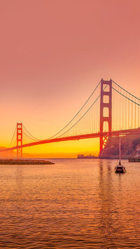 The Golden Gate Bridge in San Francisco at sunset