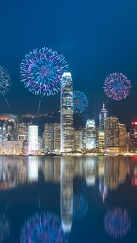 Hong kong holds national day fireworks display