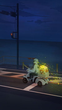 Riding a Motorcycle Full of Flowers