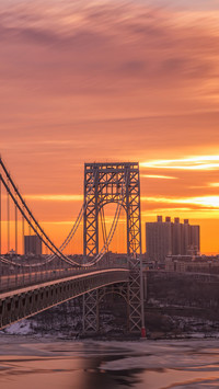 George Washington Bridge golden sunrise