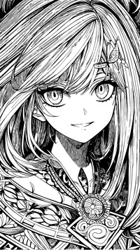 Black and white anime beauty illustration