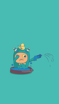 Monsters shoot water while bathing