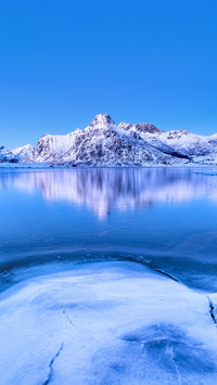 Mountain ridge and reflection on the lake surface