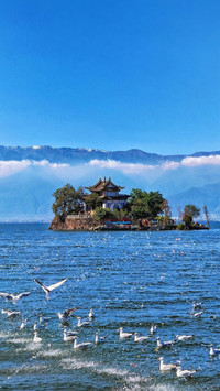 蓝色调山川湖海-锐景创意