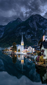 Hallstatt, Austria - Sunset, blue hour at the village
