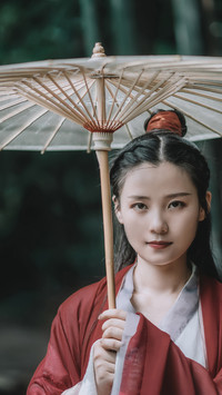 古风持伞红衣女子-锐景创意