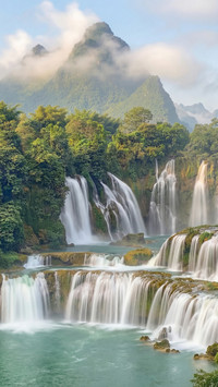 A magnificent aerial view of Detian Waterfall