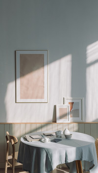 Modern apartment with poster frames on wall