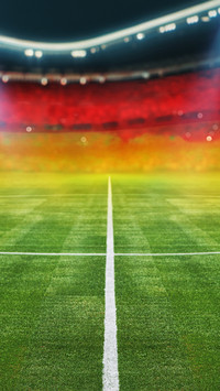 Textured soccer game field with neon fog