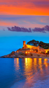Tossa de Mar sunset in Catalonia spain Castle and beach