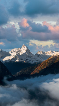 Sharp mountain peak under beautiful sky