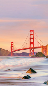 Golden Gate Bridge in San Francisco, California at sunset