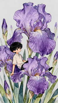 Youth in purple flower grove 2