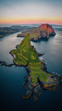 Aerial view of the faroe islands sunset 2